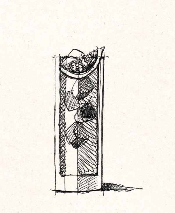 illustration du cocktail Gin Monic dessiné à la main.