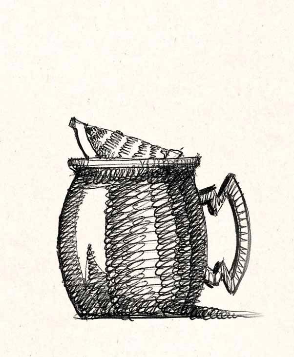 illustration du cocktail tête de mule dessiné à la main.