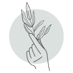 illustration d'une main avec une feuille en mouvement