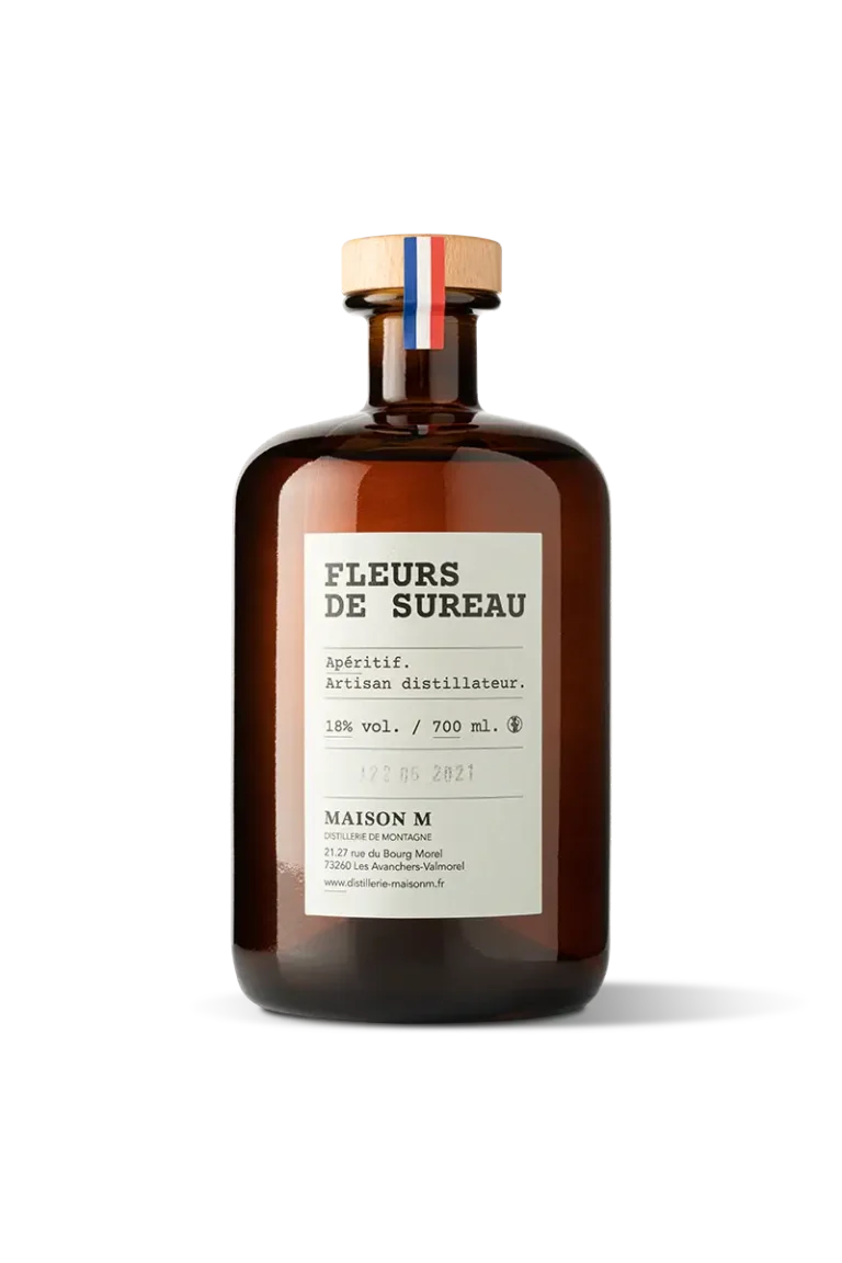 Flacon d'apéritif de montagne à la Fleur de Sureau de la distillerie Maison M.